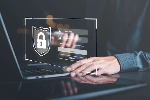 Cybersecurity Management with Online Authentication Technology Businessmen use smart pho