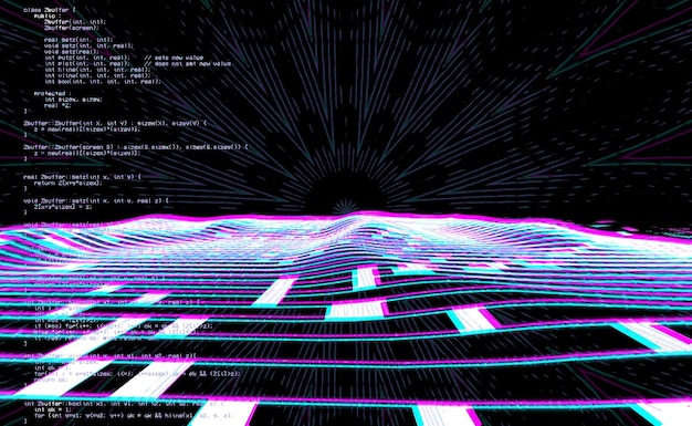 cyberspace landscape grid. old tv screen error.  photo glitch. the tv signal is not working. technic