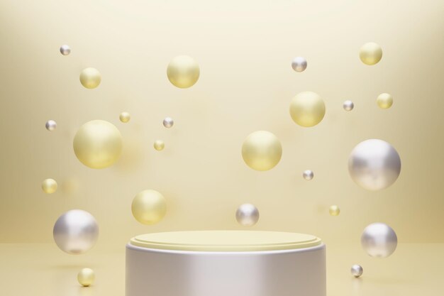 Cylinder podium Pedestal mockup 3D rendering