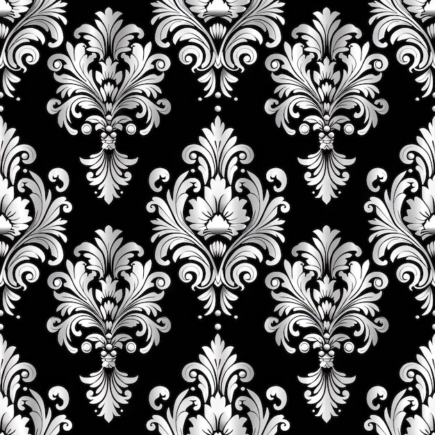 damask seamless pattern with 3D elements
