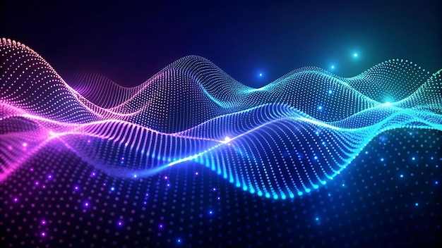 Dark Abstract Digital Technology Waves Background