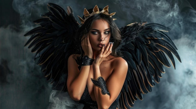 dark angel with golden crown