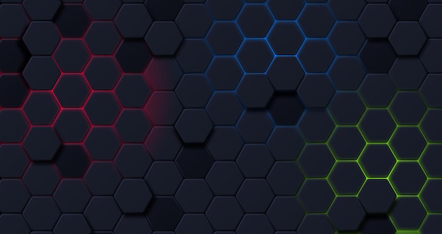 Dark hexagonal background with gradient color