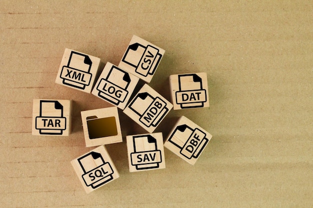 Data and database file extensions ie Tar Xml Log Csv Dat Mdb Sql Sav Dbf Data in a database is analy