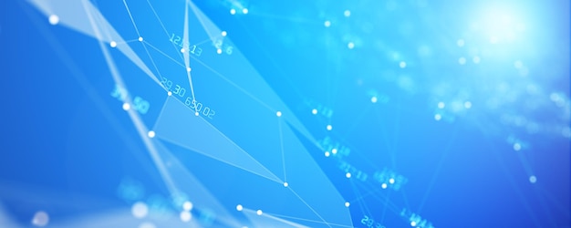 Data background Wire grid with numbers on connections Blockchain technology Network structure background Artificial intelligence Machine learning 3D rendering