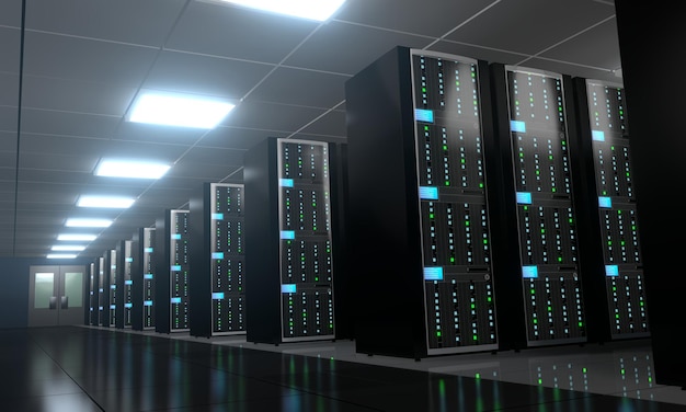 data center with many computer racks