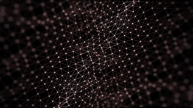 Data exchange 3D mesh with connecting points and lines Abstract technology background 3D rendering