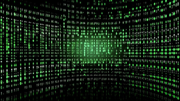 Data from a digital stream or binary code on a matrix background with vector digits from virtual security technology Generative AI sometimes known as binary code or green numbers