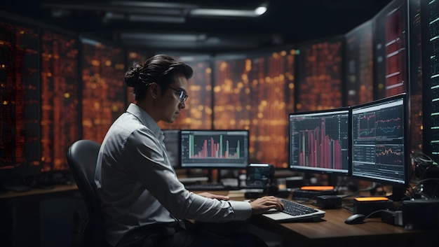 Data science and big data technology analyzing and visualizing complex data set on computer