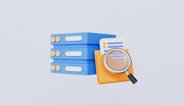 Database icon with a folder and magnifying glass digital file storage system cyber security