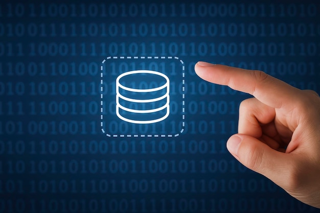 Database management with server storage and binary code data analysis