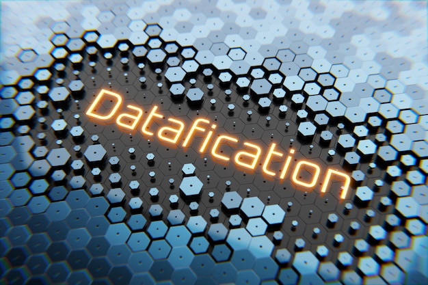 datafication concept of data collection and processing abstract technology background entering data into the database 3d render