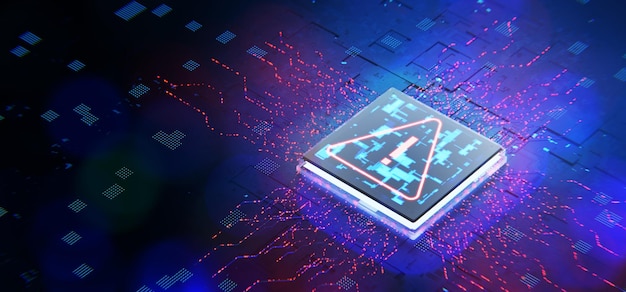 DDoS attacks Spy program Error warning sign notification and concept of danger and error in the system Personal data protection system notification Hacker attack Virus attack 3D render