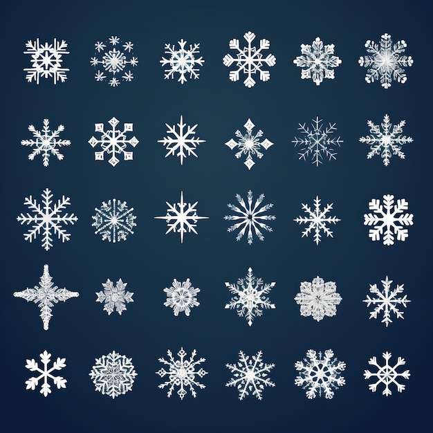 Delicate Snowflake Vector Icons For Winter Designs
