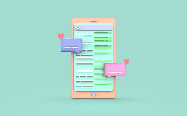 design cute chat illustration media social  smartphone 3d render