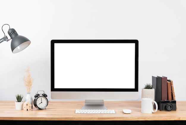 Desktop computer monitor with a cat