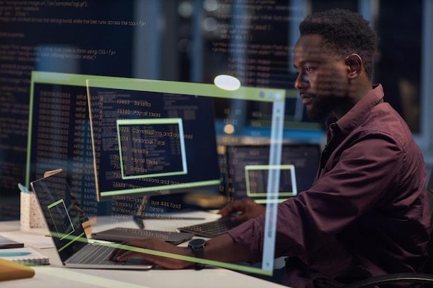 Developer writing codes for program