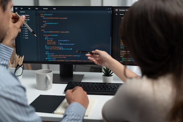 developers program coding discussing website planning software postulate