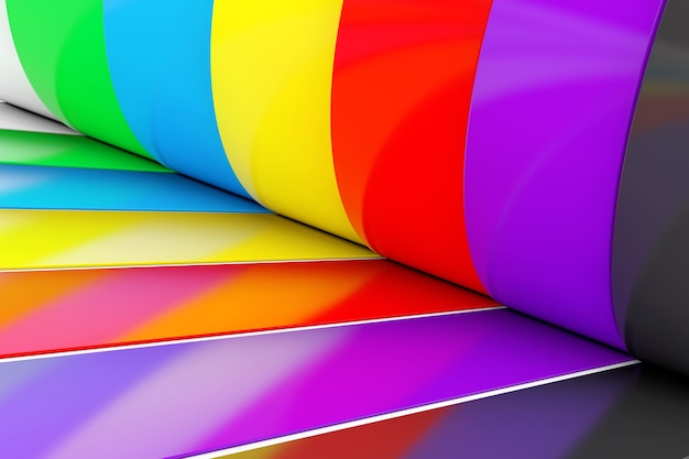 Different Colored Adhesive Insulating Tape extreme closeup. 3d Rendering