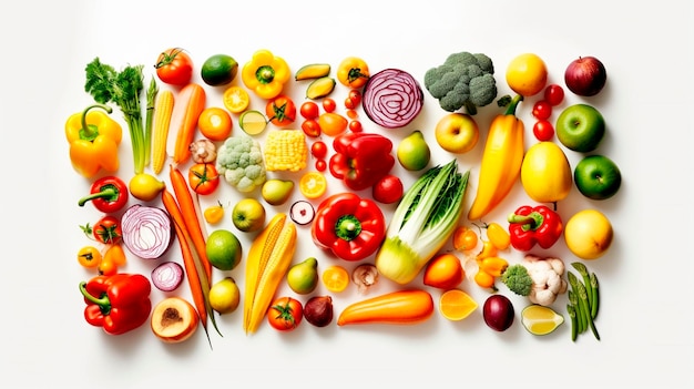 different vegetables isolate on white background generative ai