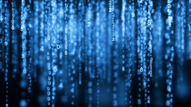 digital background blue matrix binary computer code hacker concept 3d rendering