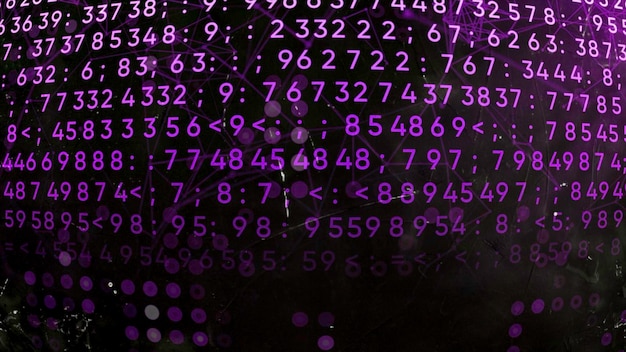 Digital background with glowing values motion encrypted digital code in stream of numbers computer