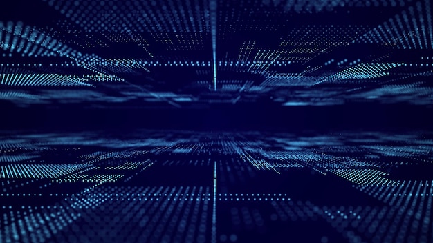 digital background with moving glowing particles futuristic hitech illustration concept of data transfer in cyberspace big data visualization 3d rendering