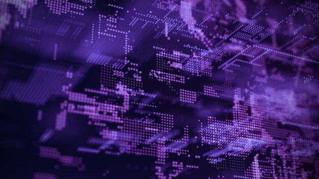 Digital background with moving glowing particles Futuristic hitech illustration Concept of data transfer in cyberspace Big data visualization 3d rendering