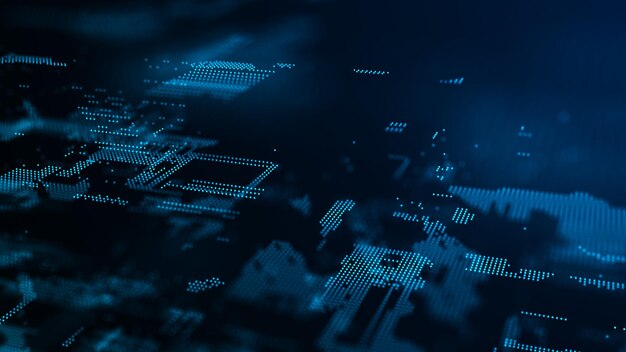 Digital background with moving glowing particles Futuristic hitech illustration