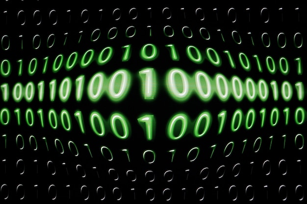 Digital Binary data and streaming binary code on computer screen