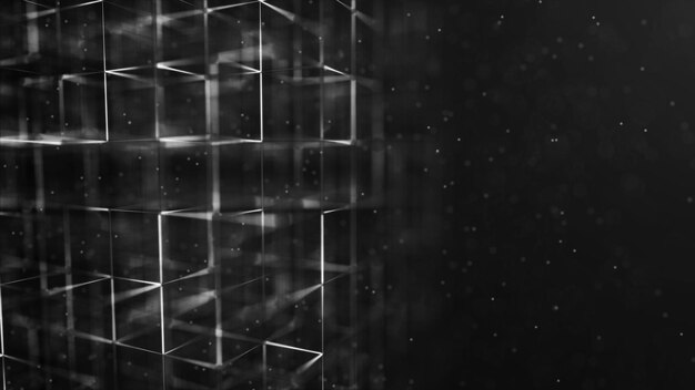 digital blockchain concept and data transfer system abstract wireframe background whith connection dots and lines storage cells of datas 3d rendering