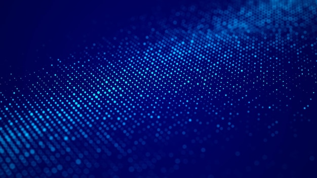 Digital blue background of particles Abstract futuristic dynamic background Big data visualization 3D rendering