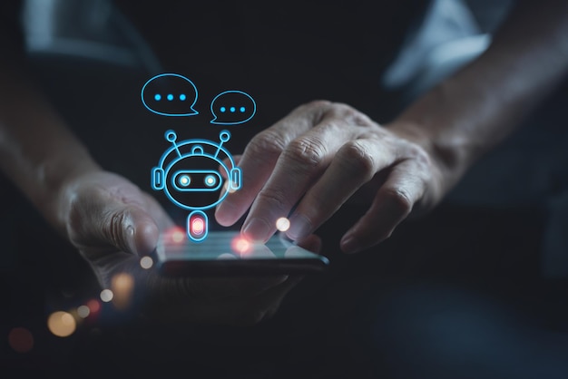 Digital chatbot robot application conversation assistant AI Artificial Intelligence innovation and technology concept