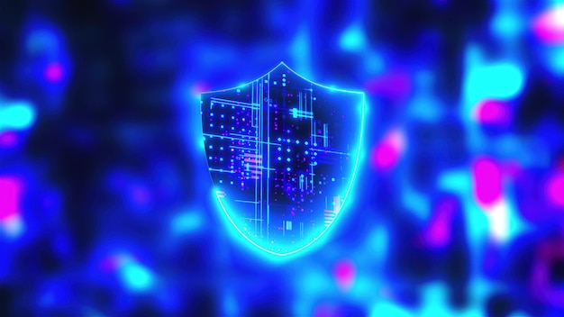 Digital cyber shield computer generated d render