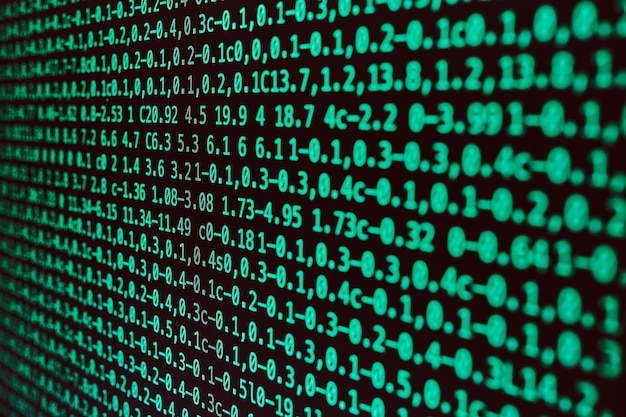 digital data on computer screen green numbers and letters digital background data security cyber