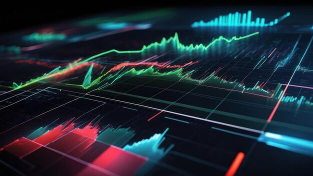 Digital data visualization background with dynamic charts and graphsfinance and analytics