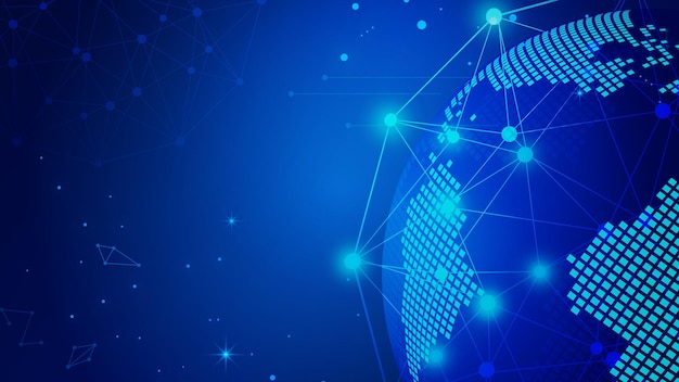 Digital earth dot and line link internationalization global technology
