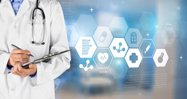 Digital future healthcare innovation abstract background banner