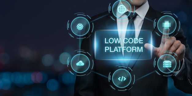 digital low code software development technology concept digital background concept