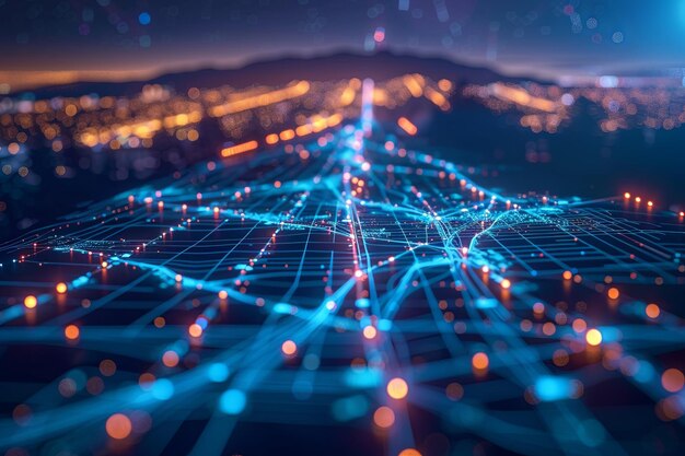 digital map of california us network connection created with generative ai