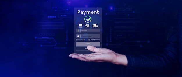 Digital online payment concept Business with online payment and shopping online payment banking Online Money Transfer Confirmed Concept online banking payment transfer