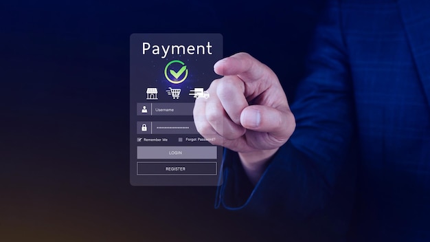 Digital online payment concept Business with online payment and shopping online payment banking Online Money Transfer Confirmed Concept online banking payment transfer