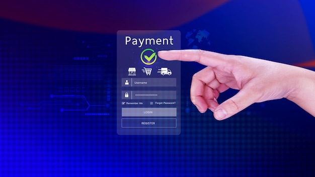 Digital online payment concept Business with online payment and shopping online payment banking Online Money Transfer Confirmed Concept online banking payment transfer
