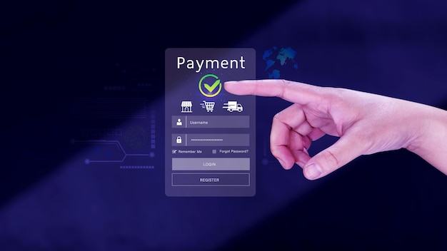 Digital online payment concept Business with online payment and shopping online payment banking Online Money Transfer Confirmed Concept online banking payment transfer