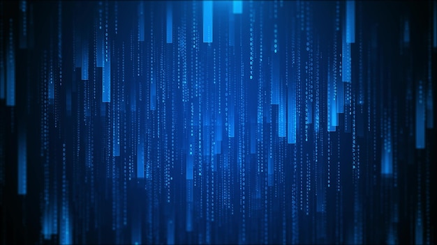 Digital Rain of Binary Code