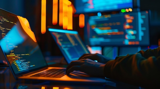 digital software technology or mobile application development concept programmer sof generative ai