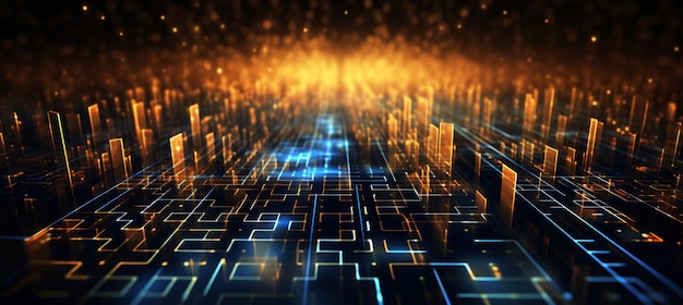 digital technology futuristic banner with circuit lines