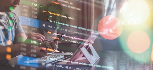 Digital technology industry concept Development of programming and coding