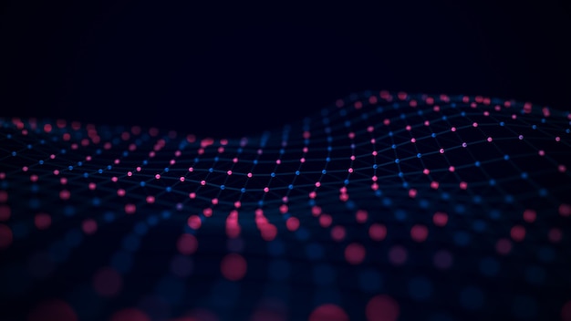 digital technology wave dark cyberspace with motion dots and lines futuristic digital background