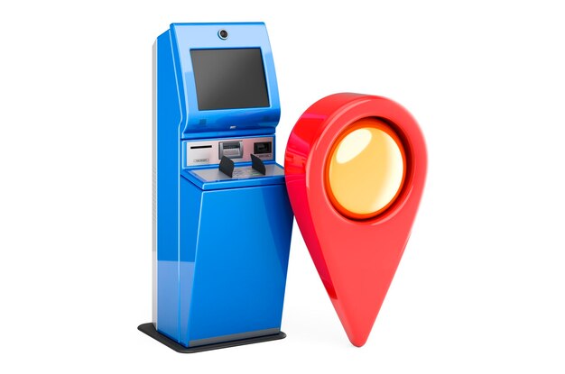 Digital touchscreen terminal with map pointer 3D rendering